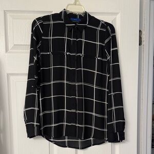 Apt. 9 Black and White Grid Women’s Shirt